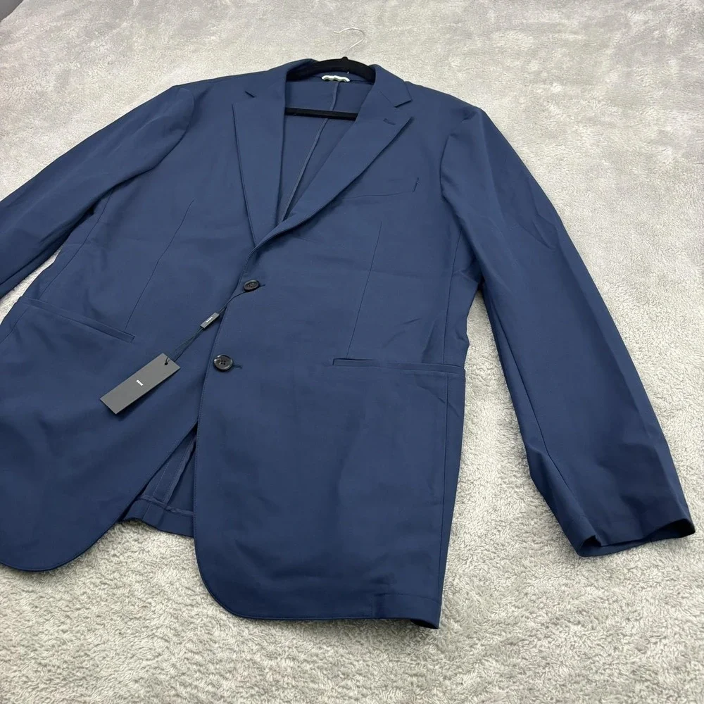 NWT Sene‎ Blazer Jacket Mens 46 Blue FlexTech Single Breasted Business Formal